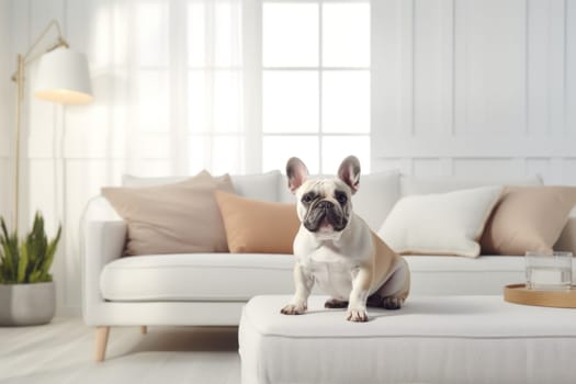 Photo of Dog in Modern living room interior.