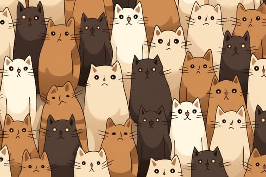 Cats seamless pattern wallpaper Generative AI.