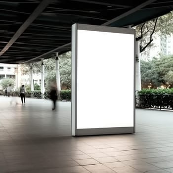 Blank billboard indoors outdoors, Generative AI.