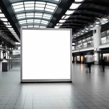 Blank billboard indoors outdoors, Generative AI.