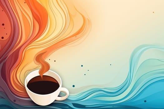 Cup of coffee poster design abstract background.
