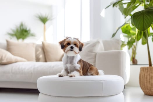 Photo of Dog in Modern living room interior.