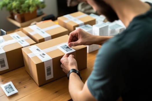 using stickers to label packages for shipping, Warehouse Documents Checklist, Drop shipping company, Generative AI.