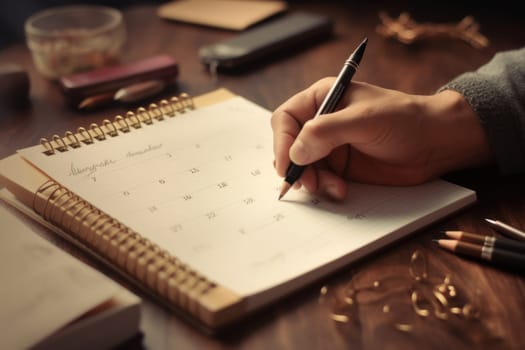 Stock image of a content calendar for planning, Concept of daily planning.