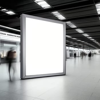 Blank billboard indoors outdoors, Generative AI.