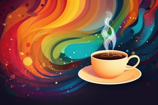 Cup of coffee poster design abstract background.