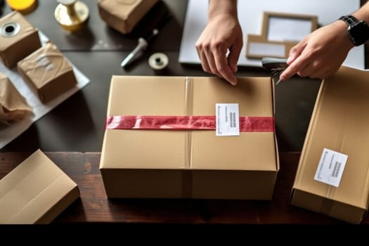 using stickers to label packages for shipping, Warehouse Documents Checklist, Drop shipping company, Generative AI.