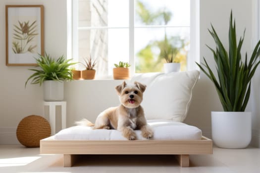 Photo of Dog in Modern living room interior.