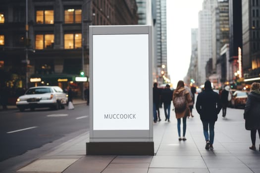 Digital Media Blank white mock up of advertising light box billboard at city background, advertising, Generative AI.