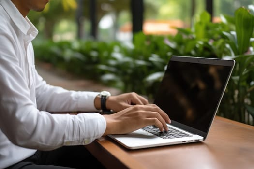 man on labtop analysis, Generative AI.