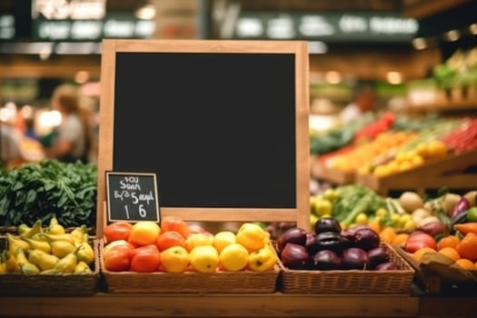 Advertising blank Blackboard, Blank restaurant shop sign or menu boards in shopping mall center, Blackboard sign mockup in front of a restaurant Signboard, Generative AI.