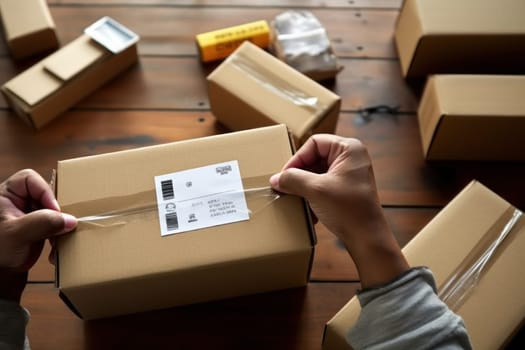 using stickers to label packages for shipping, Warehouse Documents Checklist, Drop shipping company, Generative AI.