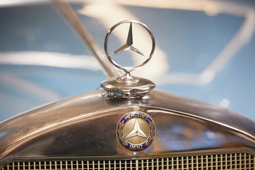 Kvarndrup, Denmark, 13th of January, 2024: Retro Mercedes in the showroom