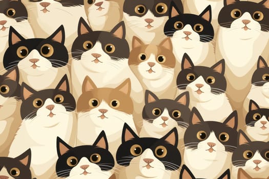 Cats seamless pattern wallpaper Generative AI.