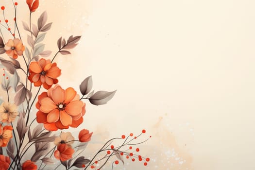 background with simple drawn flowers and fall things, Generative AI.