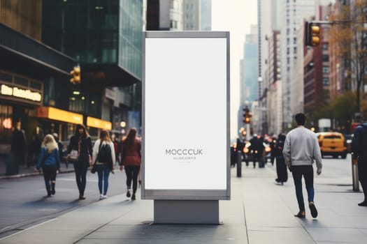 Digital Media Blank white mock up of advertising light box billboard at city background, advertising, Generative AI.