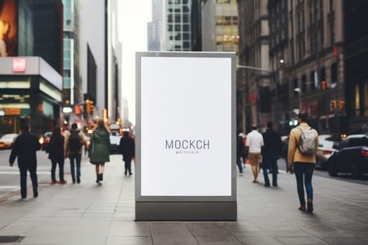 Digital Media Blank white mock up of advertising light box billboard at city background, advertising, Generative AI.