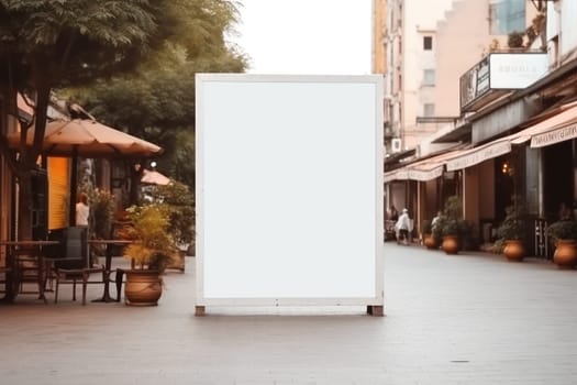 Blank billboard indoors outdoors, Generative AI.