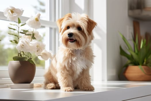 Photo of Dog in Modern living room interior.