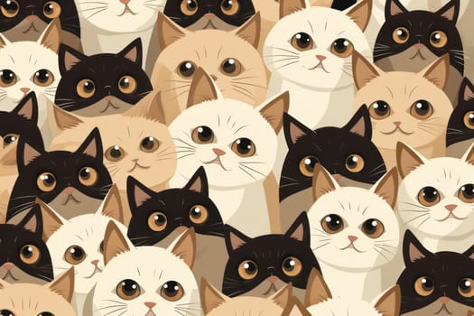 Cats seamless pattern wallpaper Generative AI.