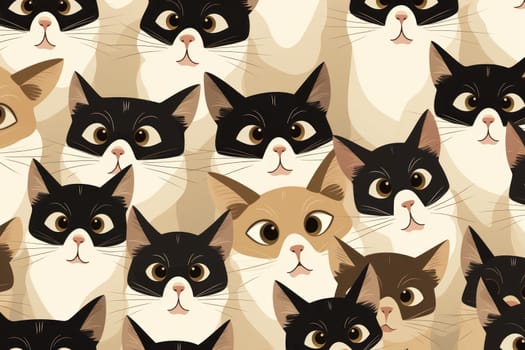 Cats seamless pattern wallpaper Generative AI.