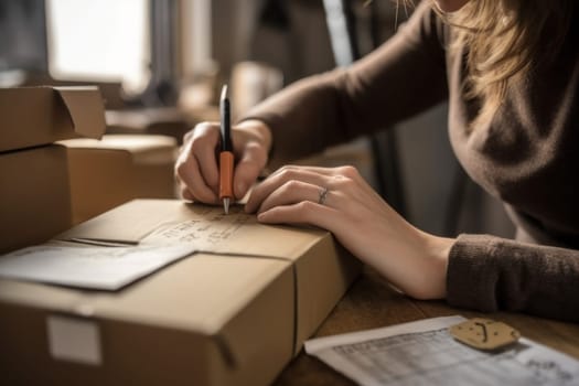using stickers to label packages for shipping, Warehouse Documents Checklist, Drop shipping company, Generative AI.