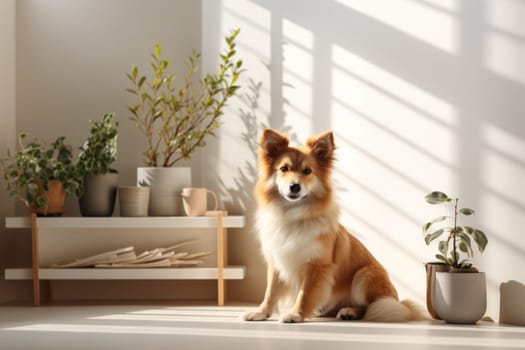 Photo of Dog in Modern living room interior.