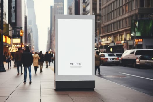 Digital Media Blank white mock up of advertising light box billboard at city background, advertising, Generative AI.