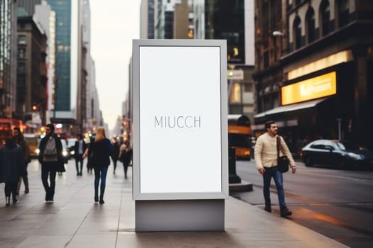 Digital Media Blank white mock up of advertising light box billboard at city background, advertising, Generative AI.