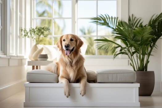 Photo of Dog in Modern living room interior.