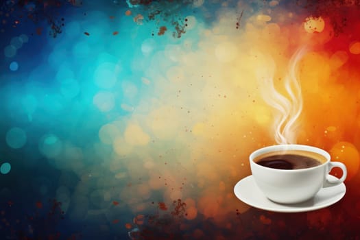 Cup of coffee poster design abstract background.