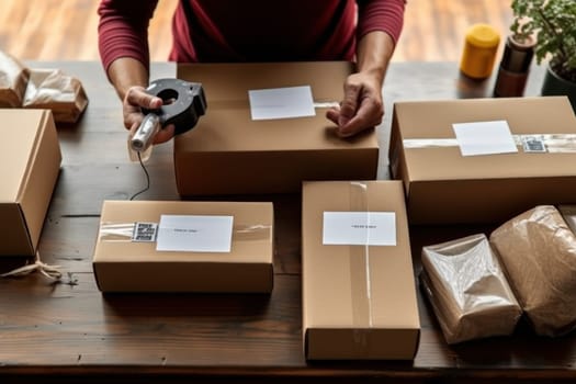 using stickers to label packages for shipping, Warehouse Documents Checklist, Drop shipping company, Generative AI.