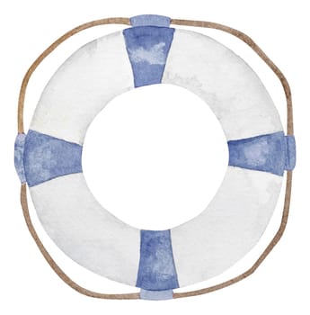 Hand-Painted Watercolor Of Summer Clipart Features Lifebuoy