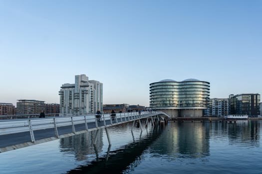 Copenhagen, Denmark - January 25, 2024: Exterior view of Gemini Residence, a residential building on the Islands Brygge waterfront