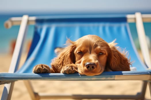 Car trunk with cute Dog and luggage Dog Travel concept Generative AI.