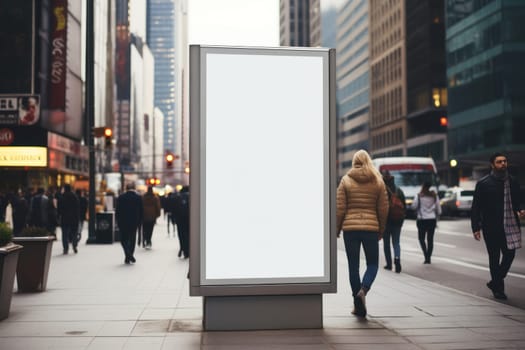 Digital Media Blank white mock up of advertising light box billboard at city background, advertising, Generative AI.