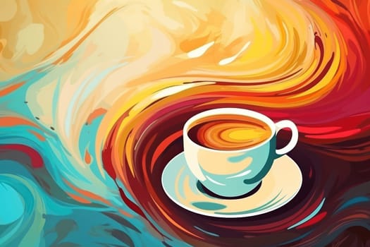 Cup of coffee poster design abstract background.