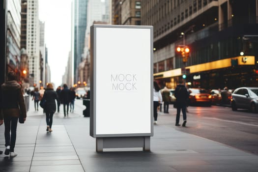Digital Media Blank white mock up of advertising light box billboard at city background, advertising, Generative AI.