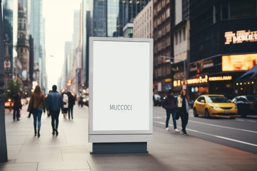 Digital Media Blank white mock up of advertising light box billboard at city background, advertising, Generative AI.