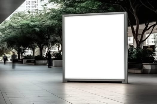Blank billboard indoors outdoors, Generative AI.