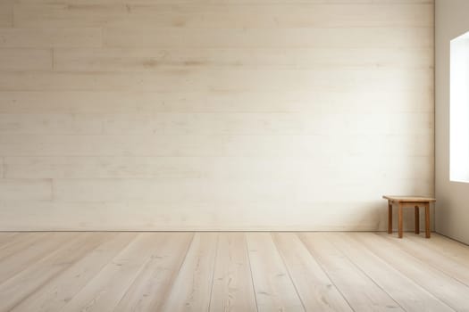 Muji style, Empty wooden room, Cleaning japandi room interior.