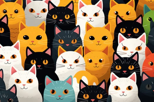 Cats seamless pattern wallpaper Generative AI.