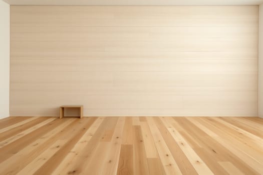 Muji style, Empty wooden room, Cleaning japandi room interior.