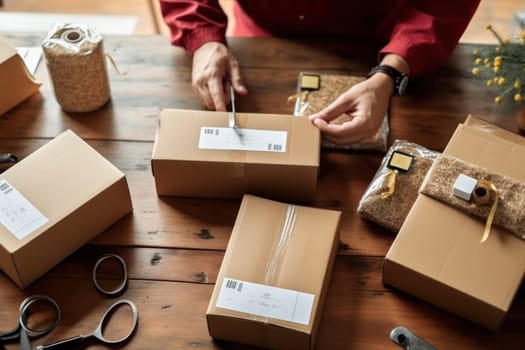 using stickers to label packages for shipping, Warehouse Documents Checklist, Drop shipping company, Generative AI.