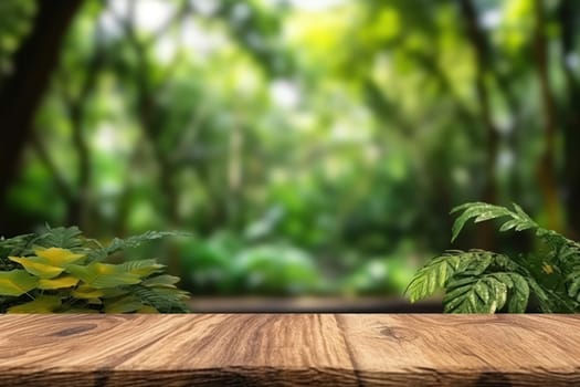 Empty minimal natural wooden podium background for product.