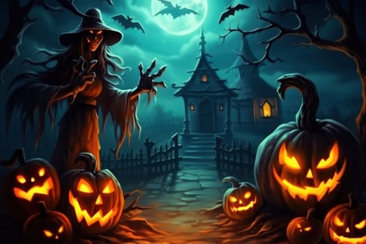 Halloween Event Happy Halloween Halloween spooky background scary pumpkins scene Generative AI.