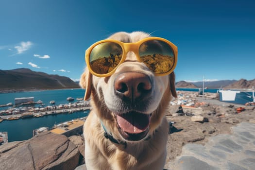 Dogs kids relax A Vacation time,travvel trip, funny Generative AI.