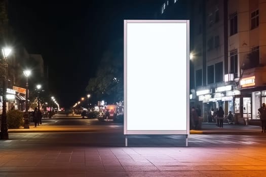 Blank billboard indoors outdoors, Generative AI.