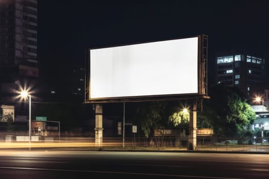 White empty billboard in an urban environment. City streets, Generative AI.