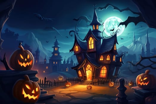 Halloween Event Happy Halloween Halloween spooky background scary pumpkins scene Generative AI.